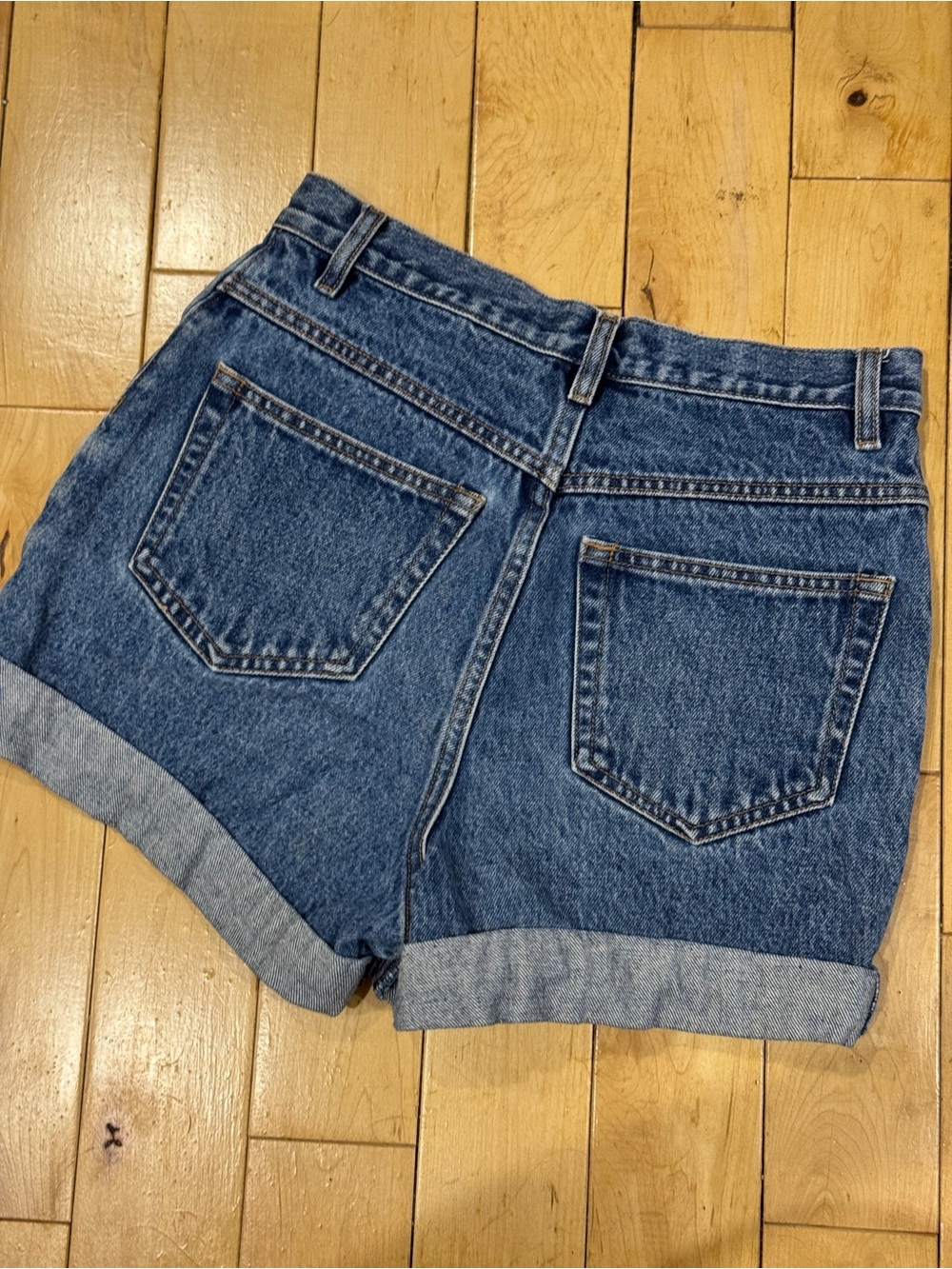 Classic High-Waist Dark Blue Denim Shorts- Custom